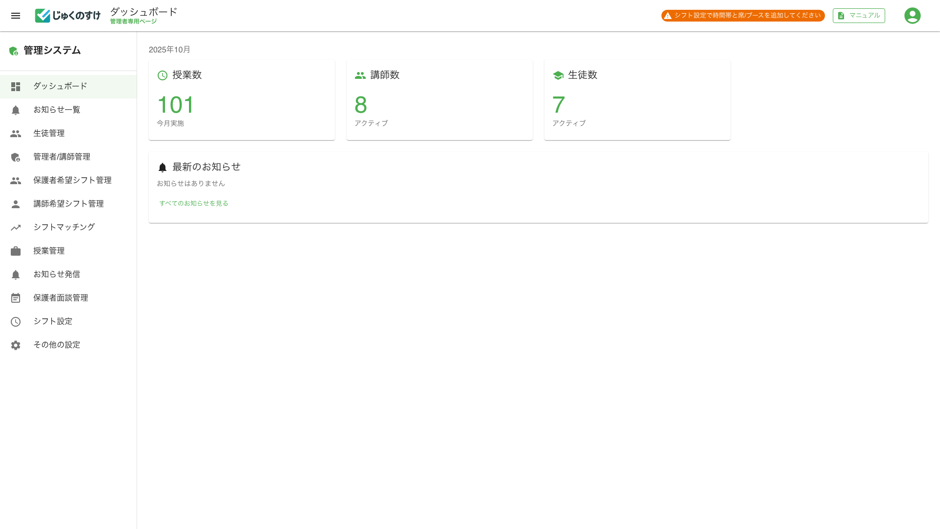 管理者ダッシュボード